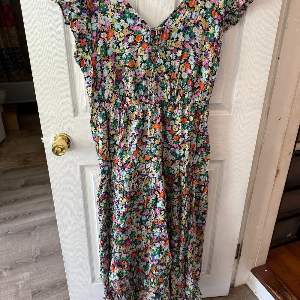 Gap Floral Maxi Dress, Cap-Sleeved